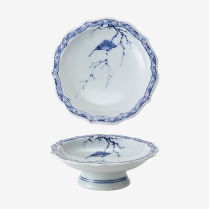 Japanese Ceramic Plate – Arita Ware Edanagi Blue Bird