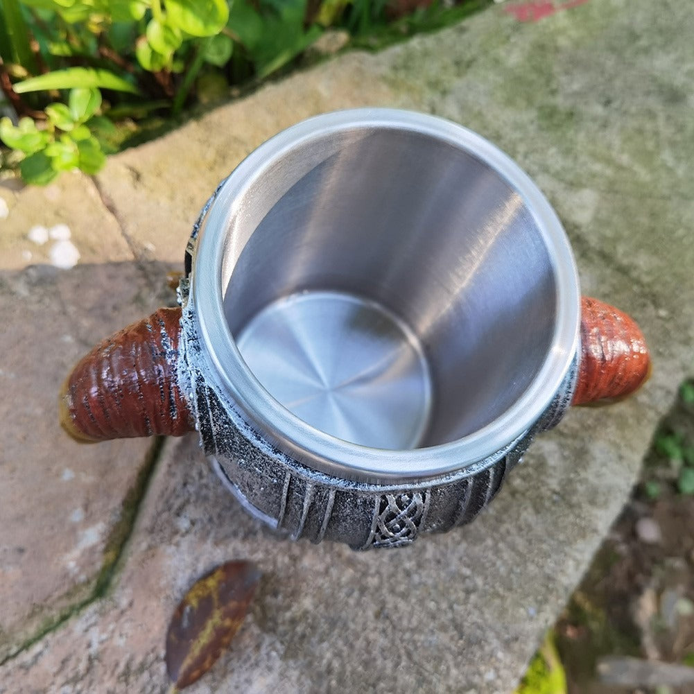 Viking Skull Mug Stainless Steel Double Wall 550ml