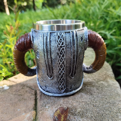 Viking Skull Mug Stainless Steel Double Wall 550ml