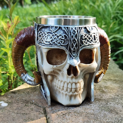 Viking Skull Mug Stainless Steel Double Wall 550ml