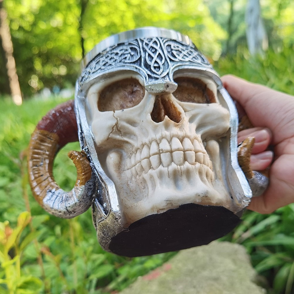 Viking Skull Mug Stainless Steel Double Wall 550ml