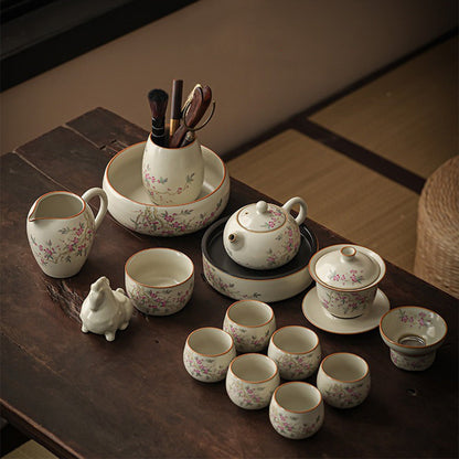 Ruyao Tea Set | Peach Branch Ru Kiln Gongfu Crackle Glaze