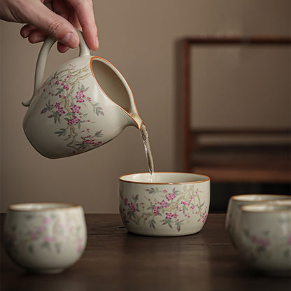 Ruyao Tea Set | Peach Branch Ru Kiln Gongfu Crackle Glaze