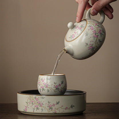 Ruyao Tea Set | Peach Branch Ru Kiln Gongfu Crackle Glaze