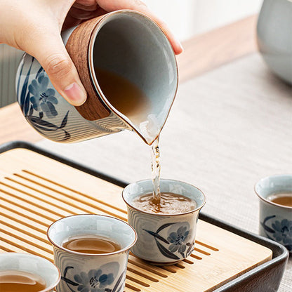 Hand-Painted Tea Set | Underglaze Bamboo Gongfu 8 Cups
