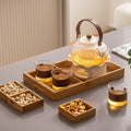 Glass Tea Set with Candle Warmer Pumpkin Stove Teapot Cups Tray
