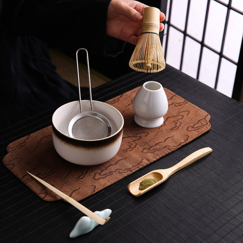 Matcha Tea Set Ceramic Chawan Bowl Bamboo Whisk 6-Piece Kit