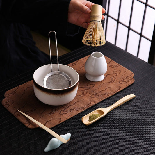 Matcha Tea Set Ceramic Chawan Bowl Bamboo Whisk 6-Piece Kit