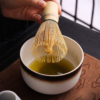Matcha Tea Set Ceramic Chawan Bowl Bamboo Whisk 6-Piece Kit