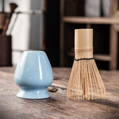Matcha Tea Set Jun Kiln Ceramic Chawan & Bamboo Whisk Kit