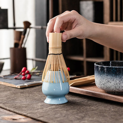 Matcha Tea Set Jun Kiln Ceramic Chawan & Bamboo Whisk Kit
