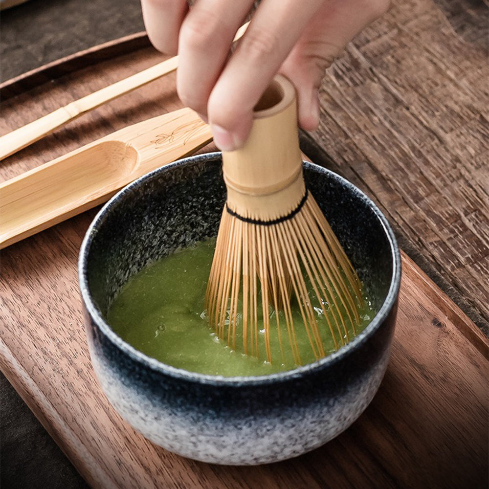 Matcha Tea Set Jun Kiln Ceramic Chawan & Bamboo Whisk Kit