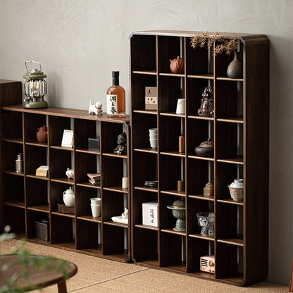 Walnut Wood Display Cabinet | Curio Shelf Wall Unit