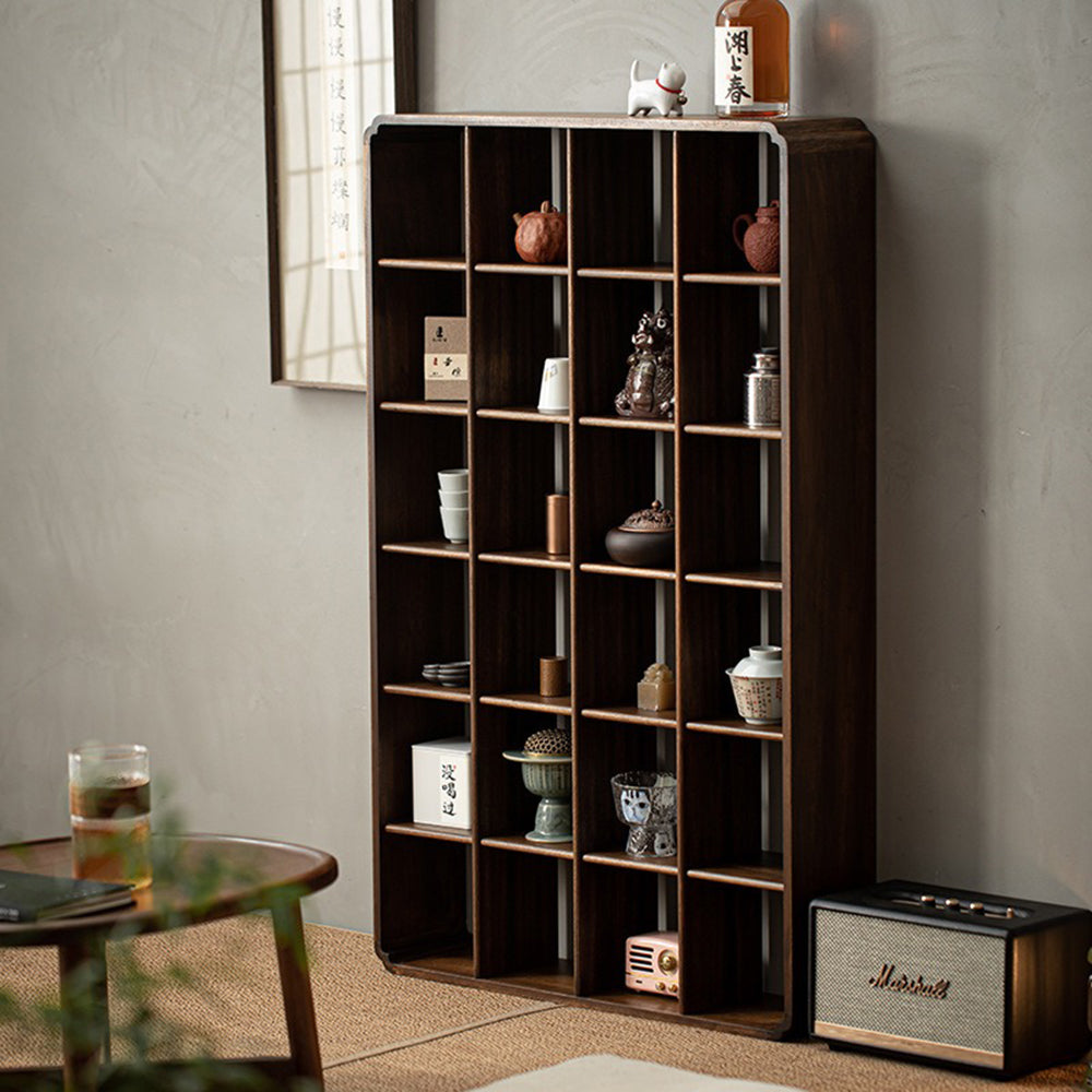 Walnut Wood Display Cabinet | Curio Shelf Wall Unit