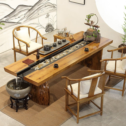 Tea Table Set | Solid Wood Circulating Water Stone Mill