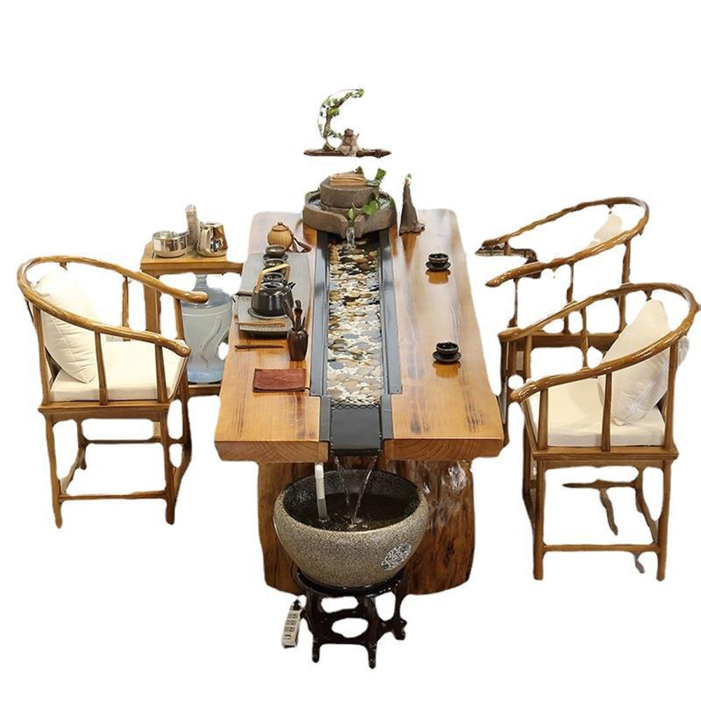 Tea Table Set | Solid Wood Circulating Water Stone Mill
