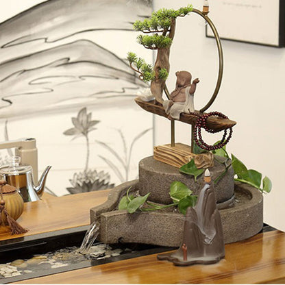 Tea Table Set | Solid Wood Circulating Water Stone Mill