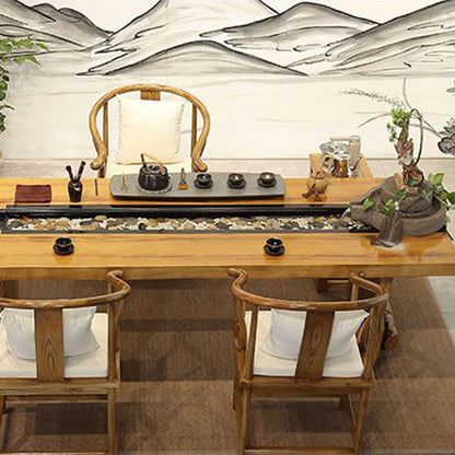 Tea Table Set | Solid Wood Circulating Water Stone Mill