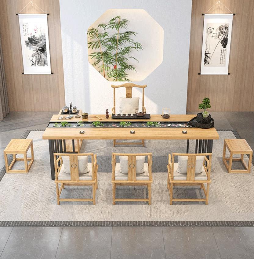 Tea Table Set | Flowing Water Fish Pond 30-Year Wood Chairs