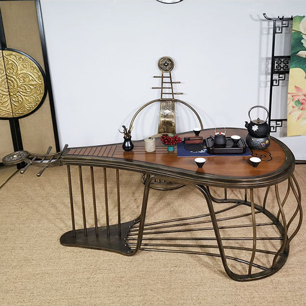 Solid Wood Iron Pipa Tea Table Set | Chinese Zen 5-Piece