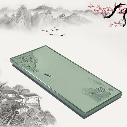 Stone Tea Tray Landscape Carving Water-Reveal Tianluo 3 Sizes