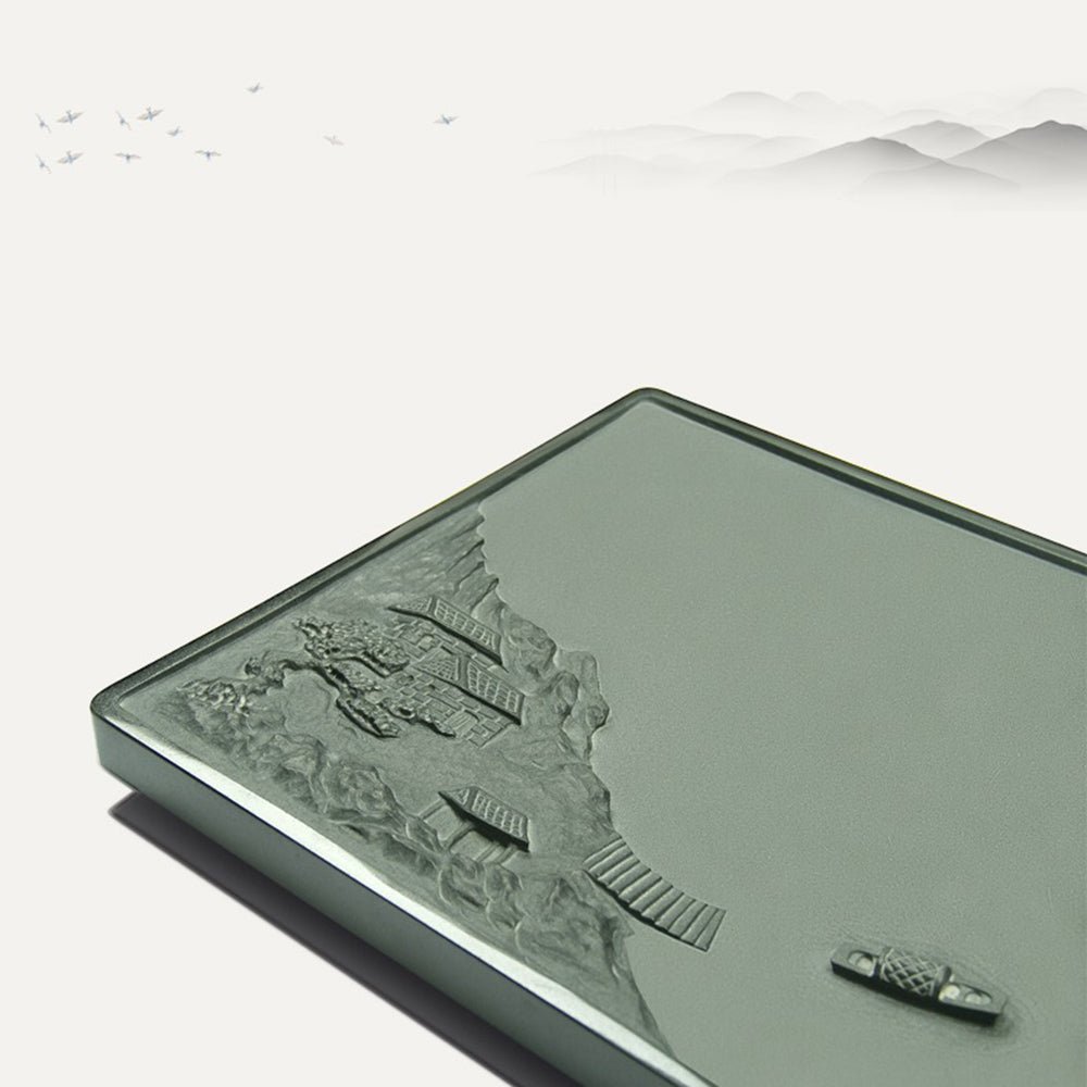 Stone Tea Tray Landscape Carving Water-Reveal Tianluo 3 Sizes