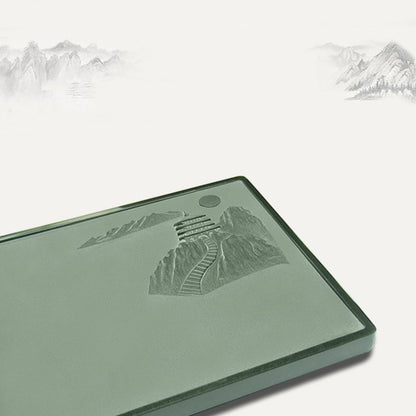 Stone Tea Tray Landscape Carving Water-Reveal Tianluo 3 Sizes