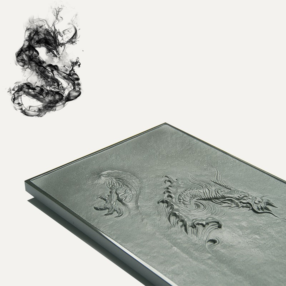 Dragon Relief Tea Tray | Black Stone Hand-Carved Gongfu