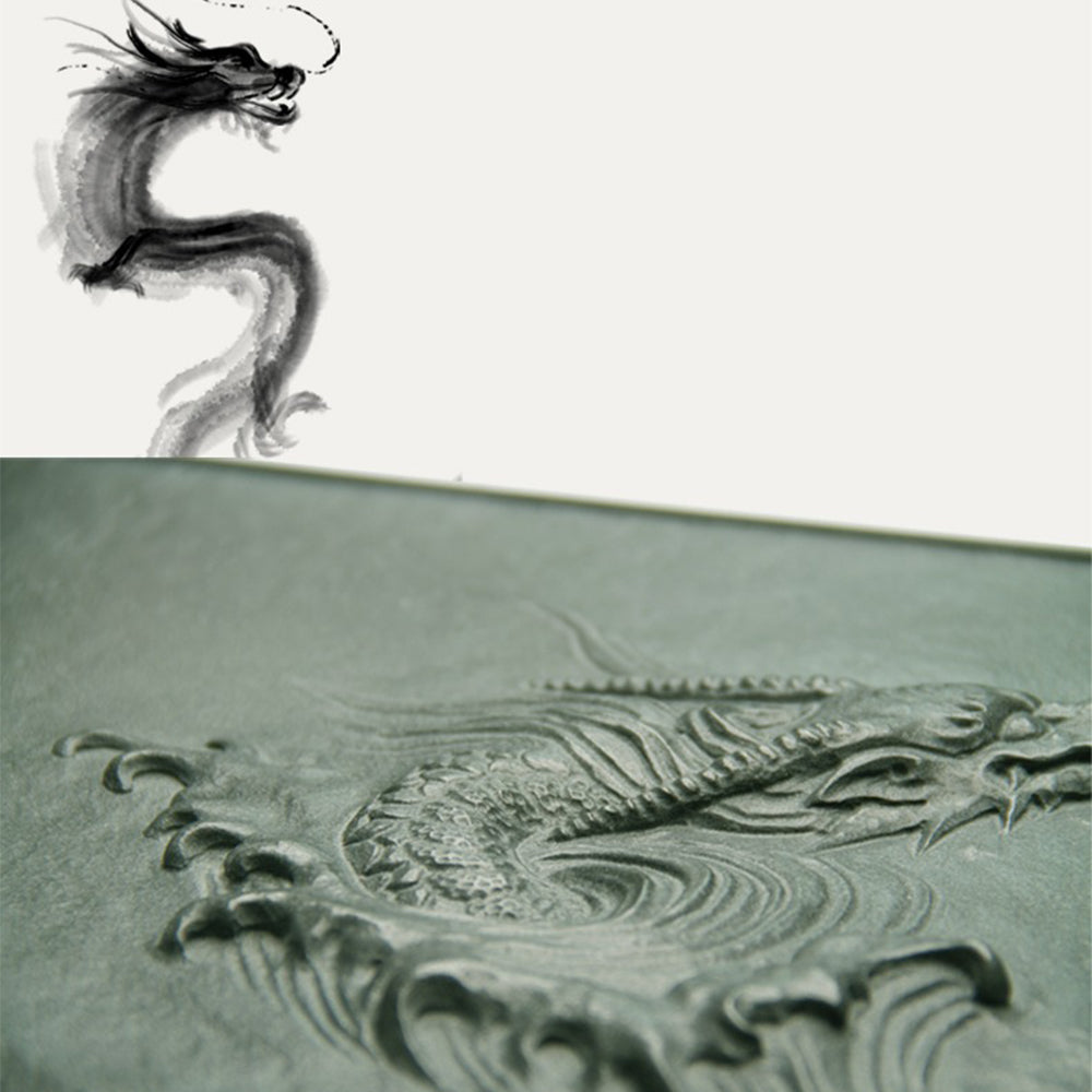 Dragon Relief Tea Tray | Black Stone Hand-Carved Gongfu