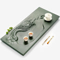 Stone Tea Tray Dragon Carving Tianluo Green Gongfu 3 Sizes