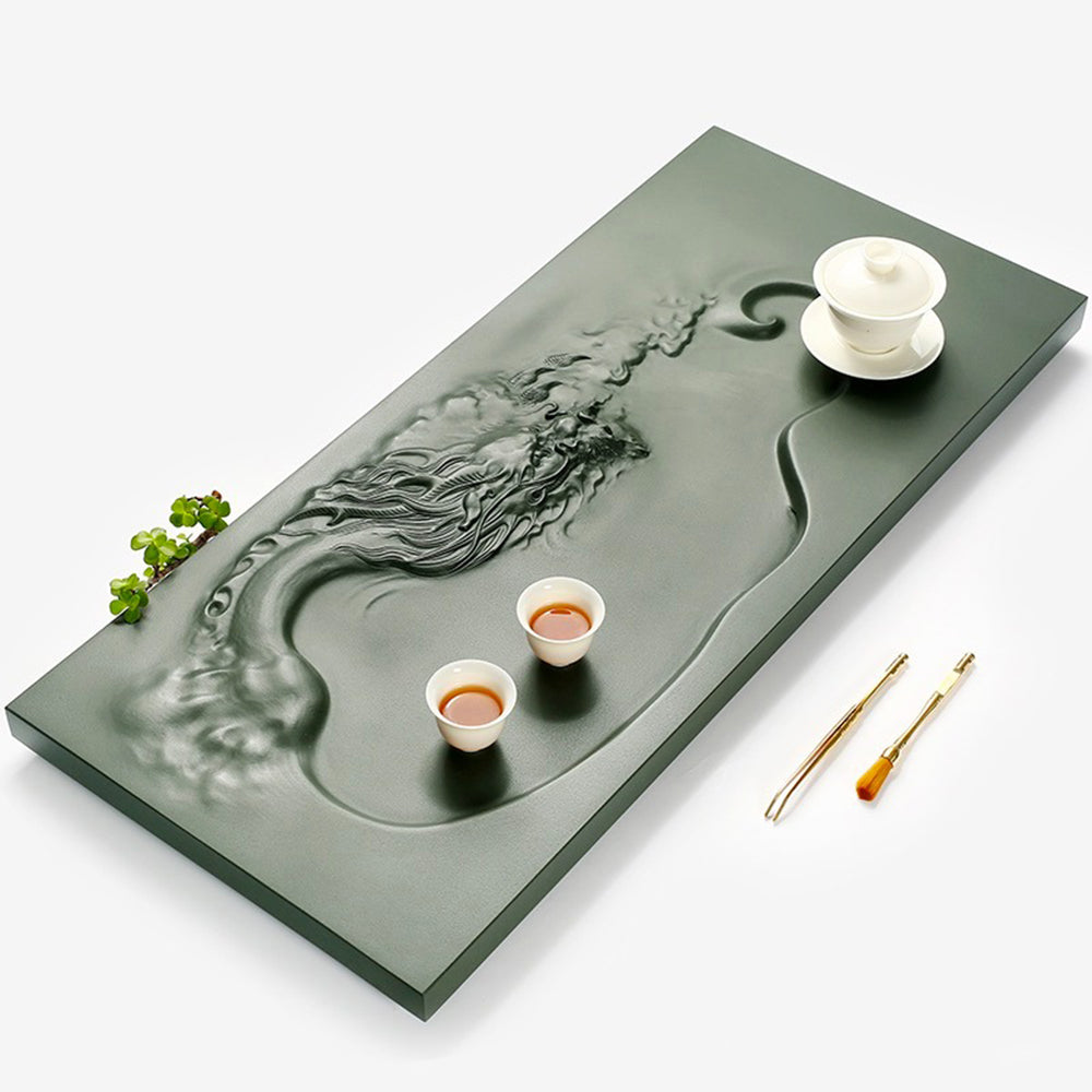 Stone Tea Tray Dragon Carving Tianluo Green Gongfu 3 Sizes