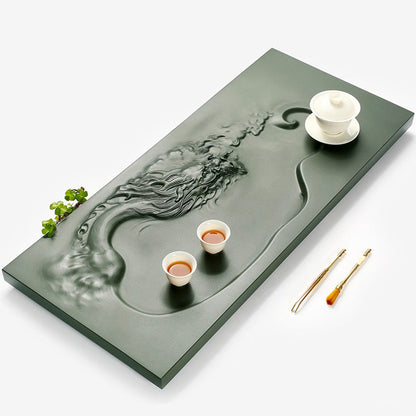 Stone Tea Tray Dragon Carving Tianluo Green Gongfu 3 Sizes