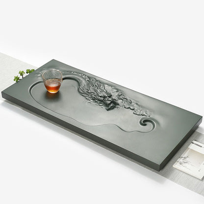Stone Tea Tray Dragon Carving Tianluo Green Gongfu 3 Sizes