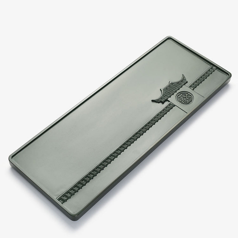 Green Stone Tea Tray Pavilion Carving Tianluo Gongfu 3 Sizes