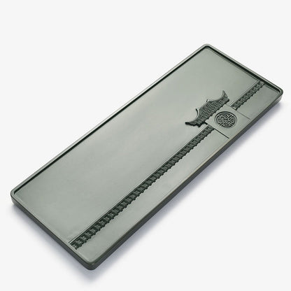 Green Stone Tea Tray Pavilion Carving Tianluo Gongfu 3 Sizes