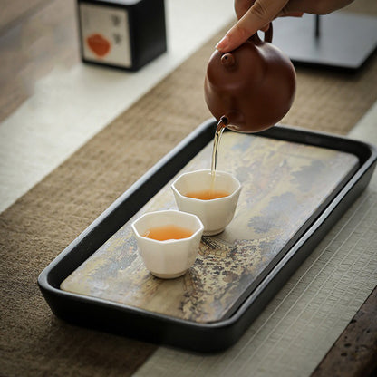 Ceramic Tea Tray | Absorbent Dry Brewing Tray Qingming Scroll Ink Art 30x15.5cm
