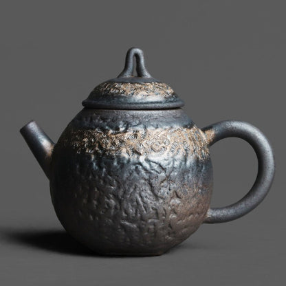 Teapot | Dehua Kiln Gold Glaze Hammered Stone Texture