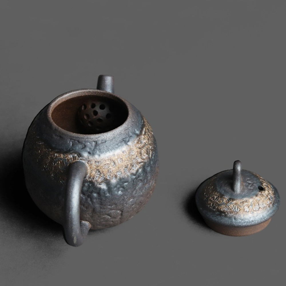 Teapot | Dehua Kiln Gold Glaze Hammered Stone Texture