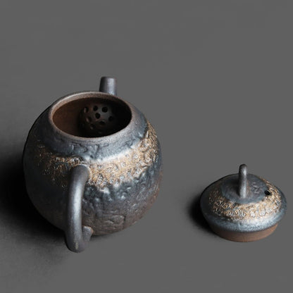 Teapot | Dehua Kiln Gold Glaze Hammered Stone Texture