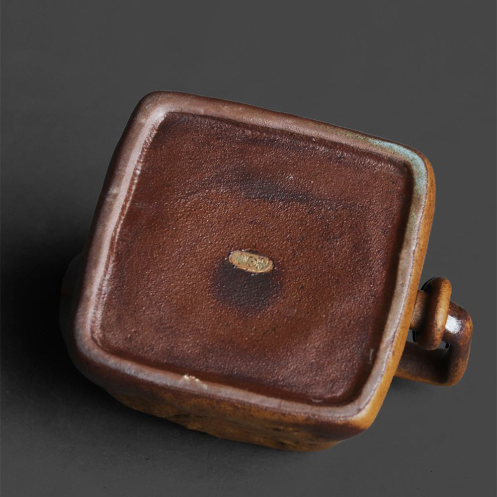Stoneware Teapot Sanxingdui Totem Relief Square 170ml