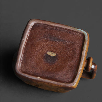 Stoneware Teapot Sanxingdui Totem Relief Square 170ml