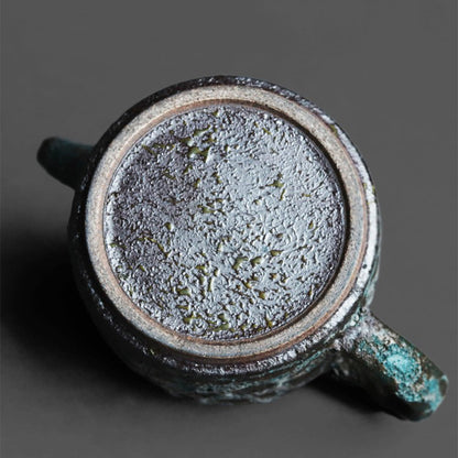 Ceramic Teapot Wood-Fired Bronze Glaze Wormhole 220ml Handcrafted