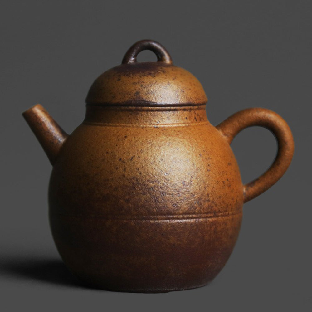 Coarse Pottery Teapot | Dragon Egg Round Kiln Gray Brown 160ml