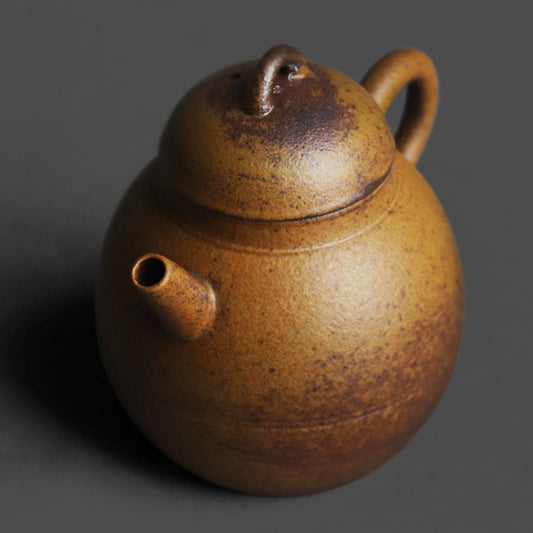Coarse Pottery Teapot | Dragon Egg Round Kiln Gray Brown 160ml