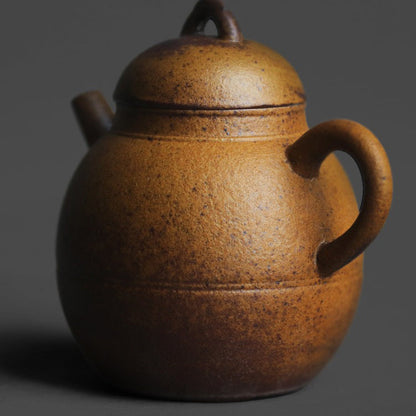 Coarse Pottery Teapot | Dragon Egg Round Kiln Gray Brown 160ml