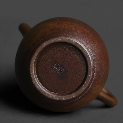 Coarse Pottery Teapot | Dragon Egg Round Kiln Gray Brown 160ml