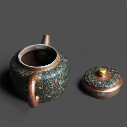Green Sand Teapot | Gold Speckle Mineral Rock Dezhong 350ml