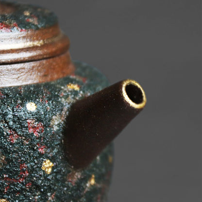 Green Sand Teapot | Gold Speckle Mineral Rock Dezhong 350ml