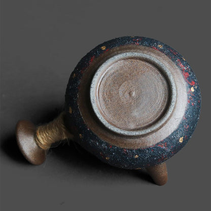 Kyusu Teapot Japanese Indigo Starry Glaze Coarse Pottery 130ml Gold