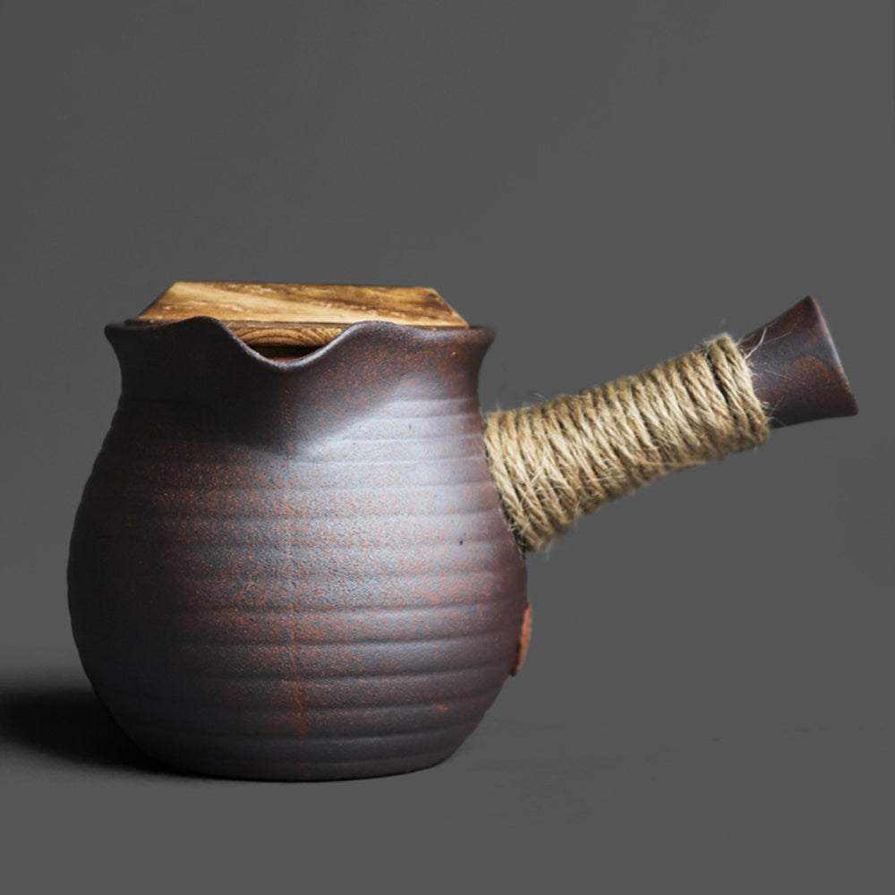 Ceramic Kyusu Teapot with Lid | Silver Gold Kiln Glaze